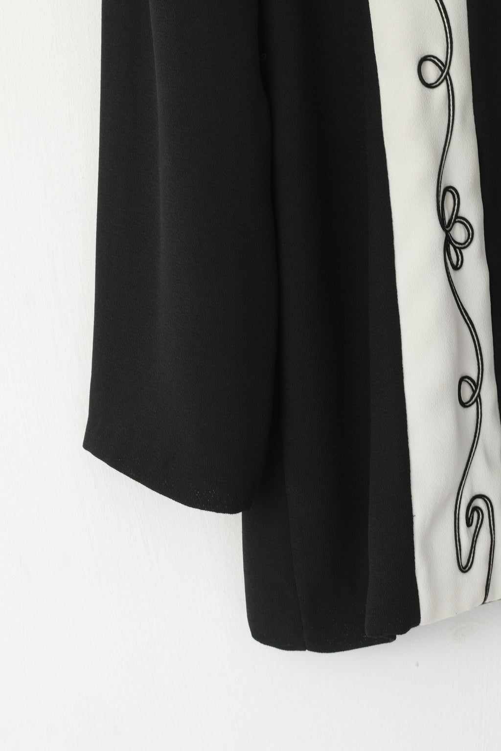 Camicia Louis Ortoni da donna 16 L. Top nero con maniche a 2/3 con bottoni lucidi vintage