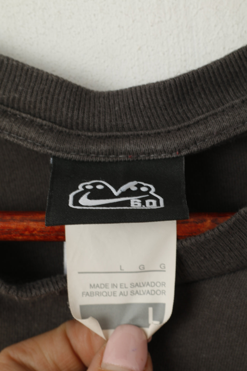 Nike Homme L T-Shirt Gris Coton Graphique 6.0 Sportswear Ras du Cou Haut