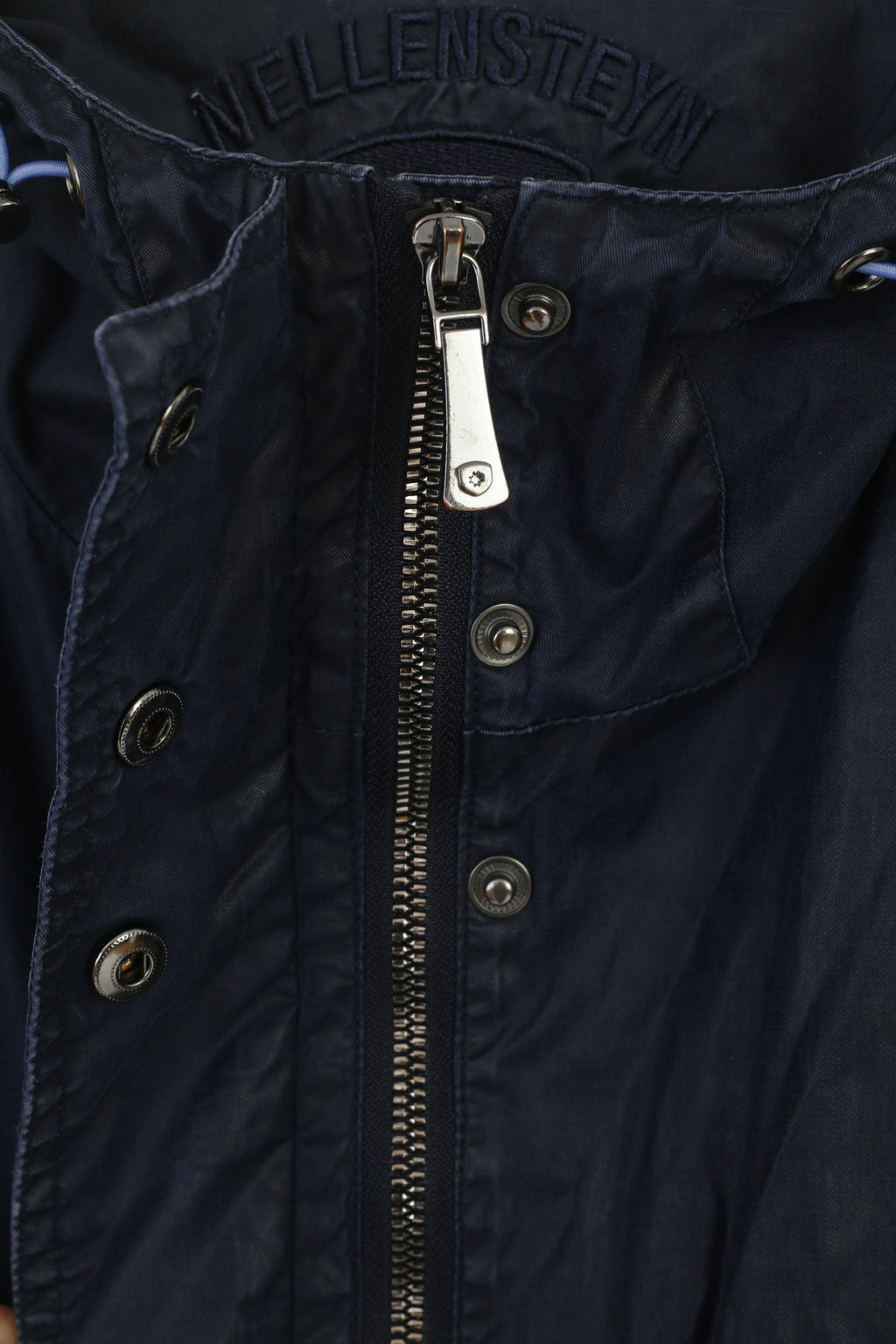 Wellensteyn Women XL Jacket Tarent Navy Shiny Full Zipper Cotton Hodded Parka