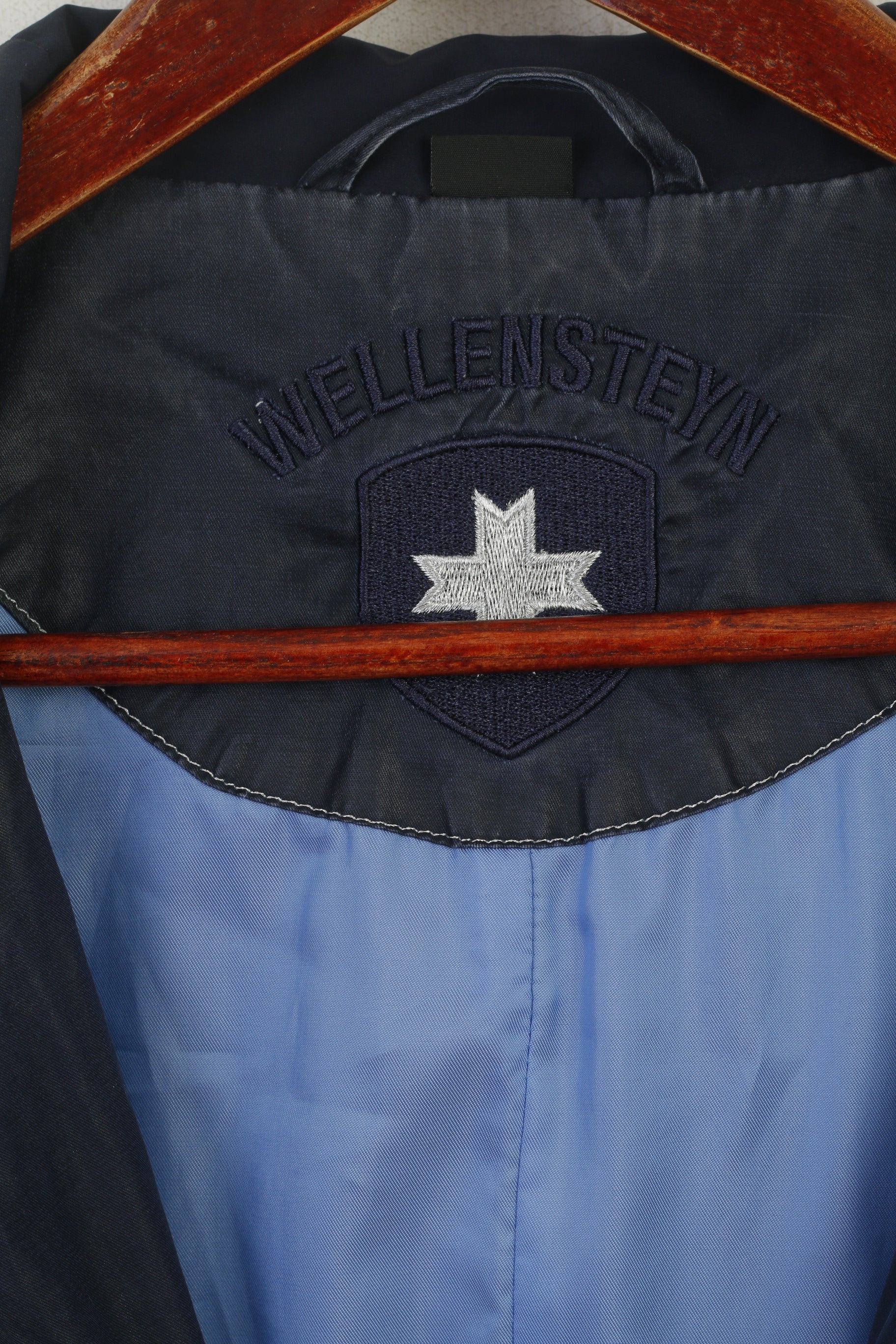 Wellensteyn Women XL Jacket Tarent Navy Shiny Full Zipper Cotton Hodded Parka