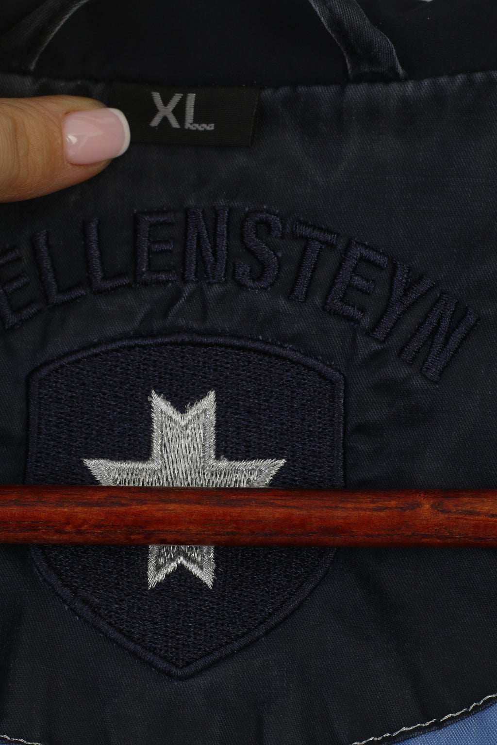 Wellensteyn Women XL Jacket Tarent Navy Shiny Full Zipper Cotton Hodded Parka