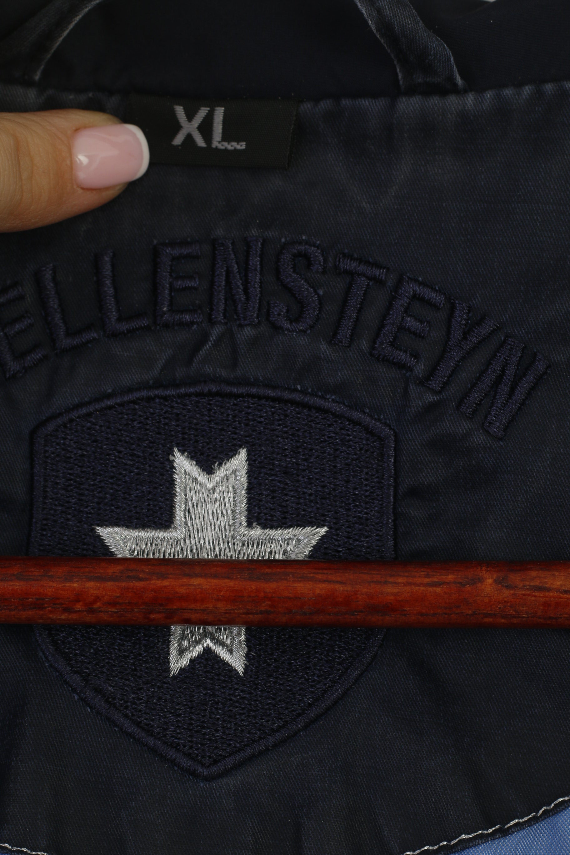 Wellensteyn Women XL Jacket Tarent Navy Shiny Full Zipper Cotton Hodded Parka