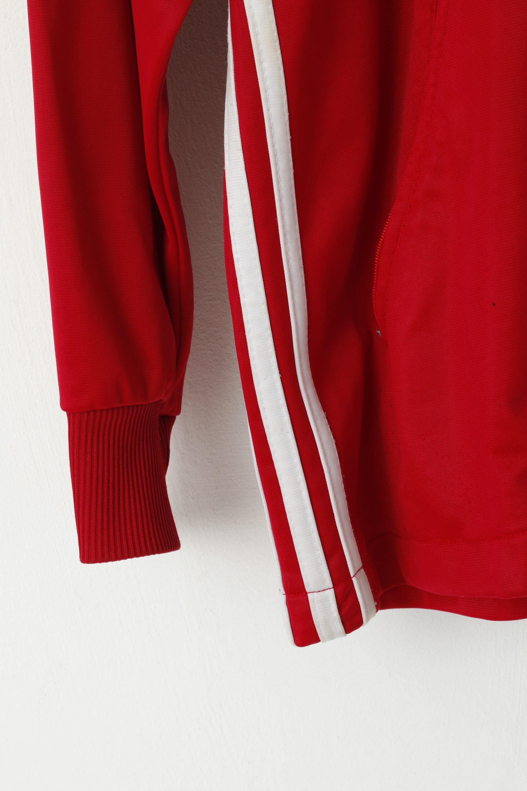 Felpa Adidas da uomo M. Felpa Oldschool con cappuccio e cerniera vintage rossa lucida