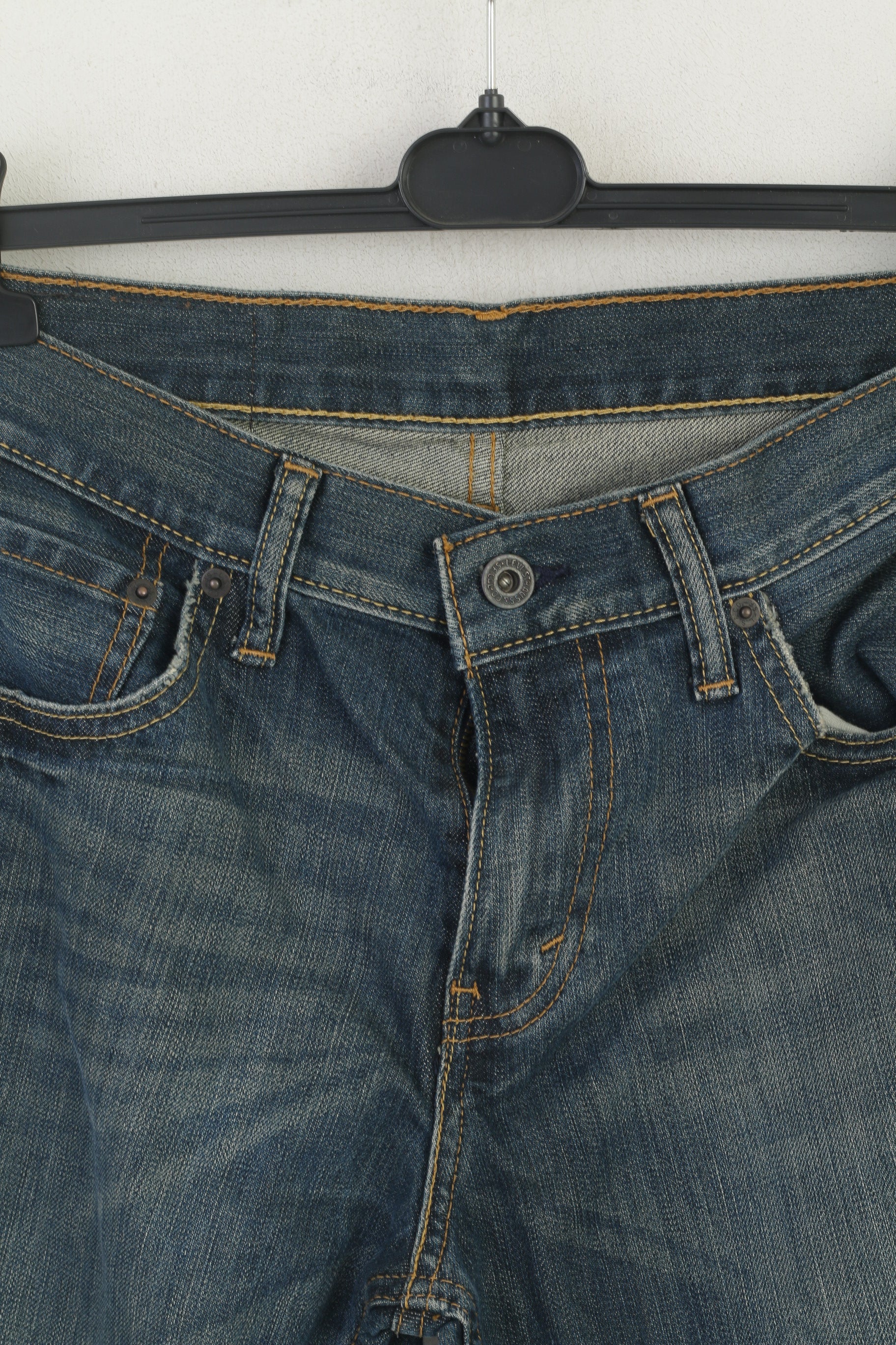 Levi's Femme 30 Jeans Pantalon Bleu Marine Denim Vintage Coton Pantalon Droit