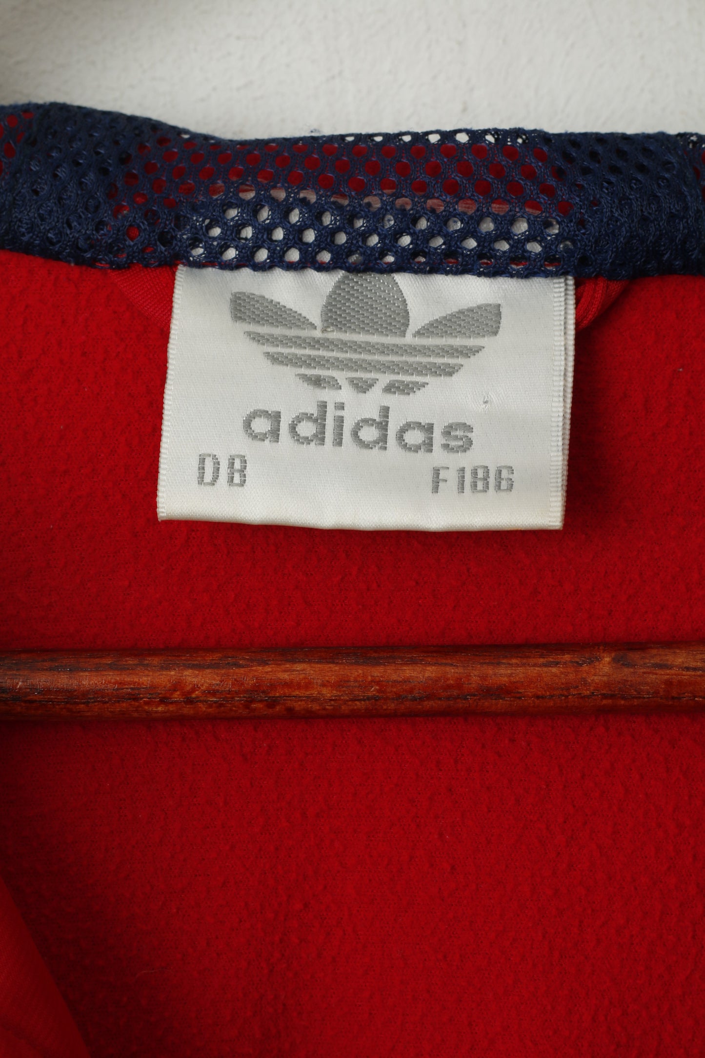 Adidas Hommes M Sweat Brillant Rouge Vintage Full Zipper À Capuche Oldschool Top