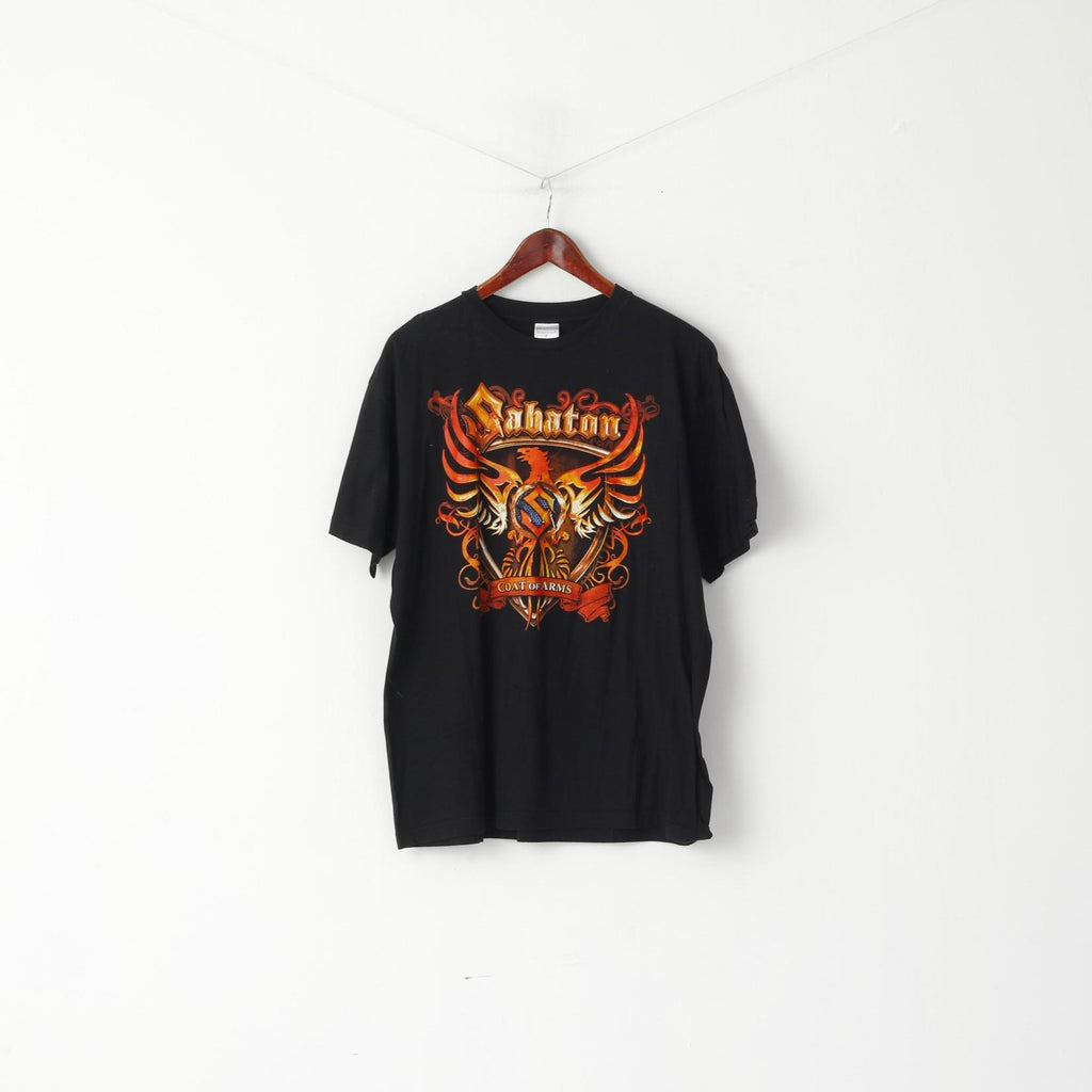 T-shirt Stedman da uomo XL in cotone nero con stemma Sabaton, banda musicale