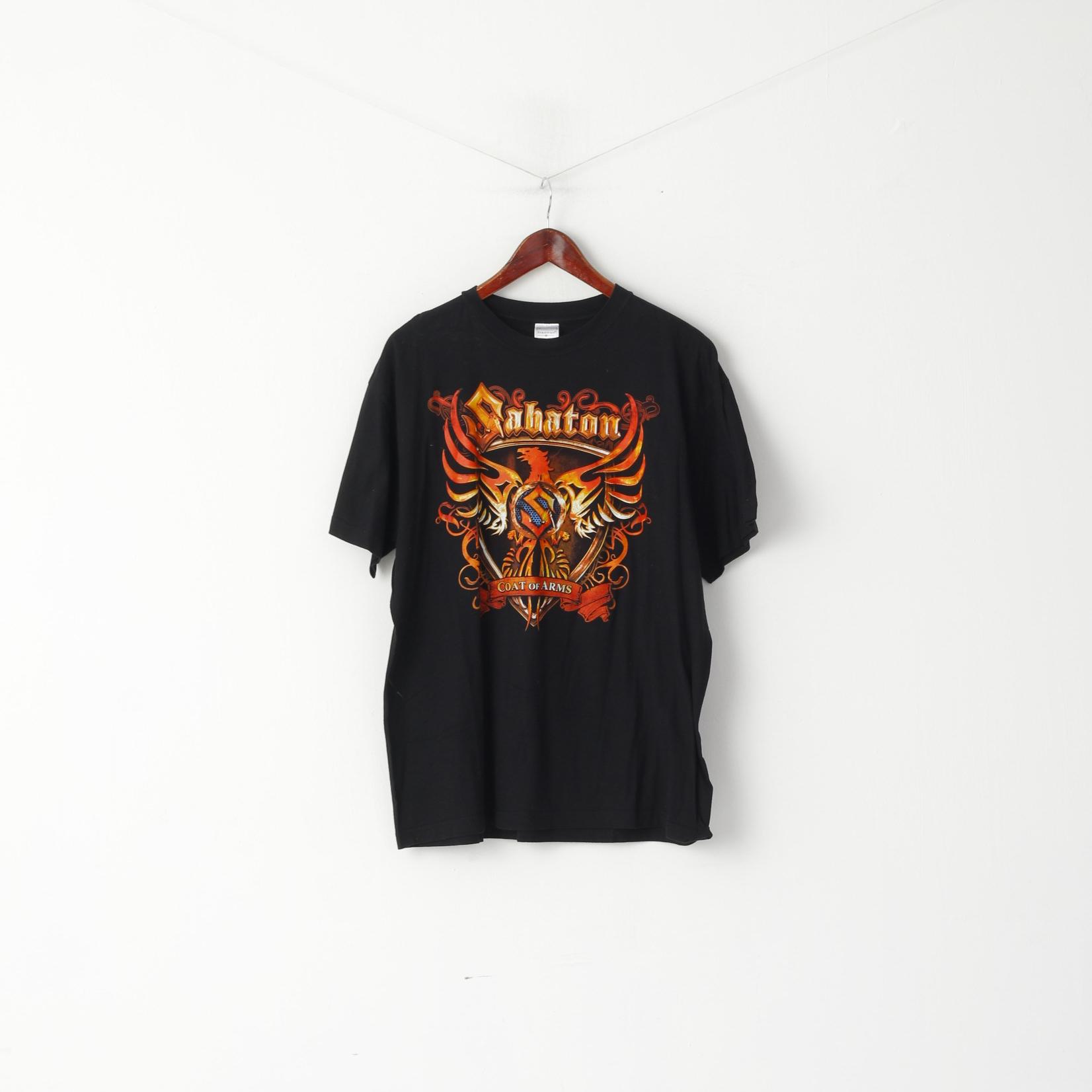 T-shirt Stedman da uomo XL in cotone nero con stemma Sabaton, banda musicale