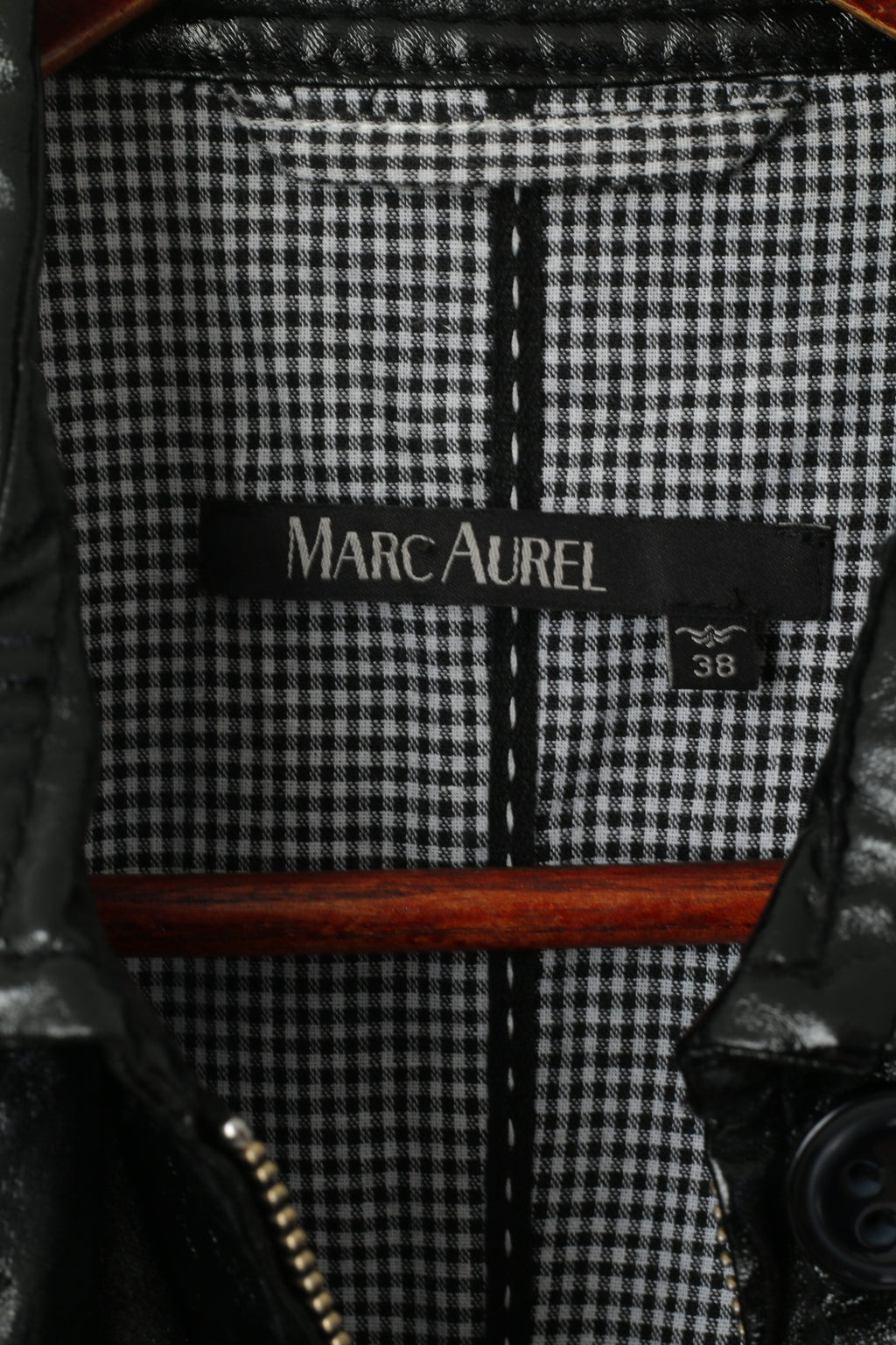 Marc Aurel Womens 38 S Jacket Black Shiny Full Zipper Biker Lightweight Classic Top