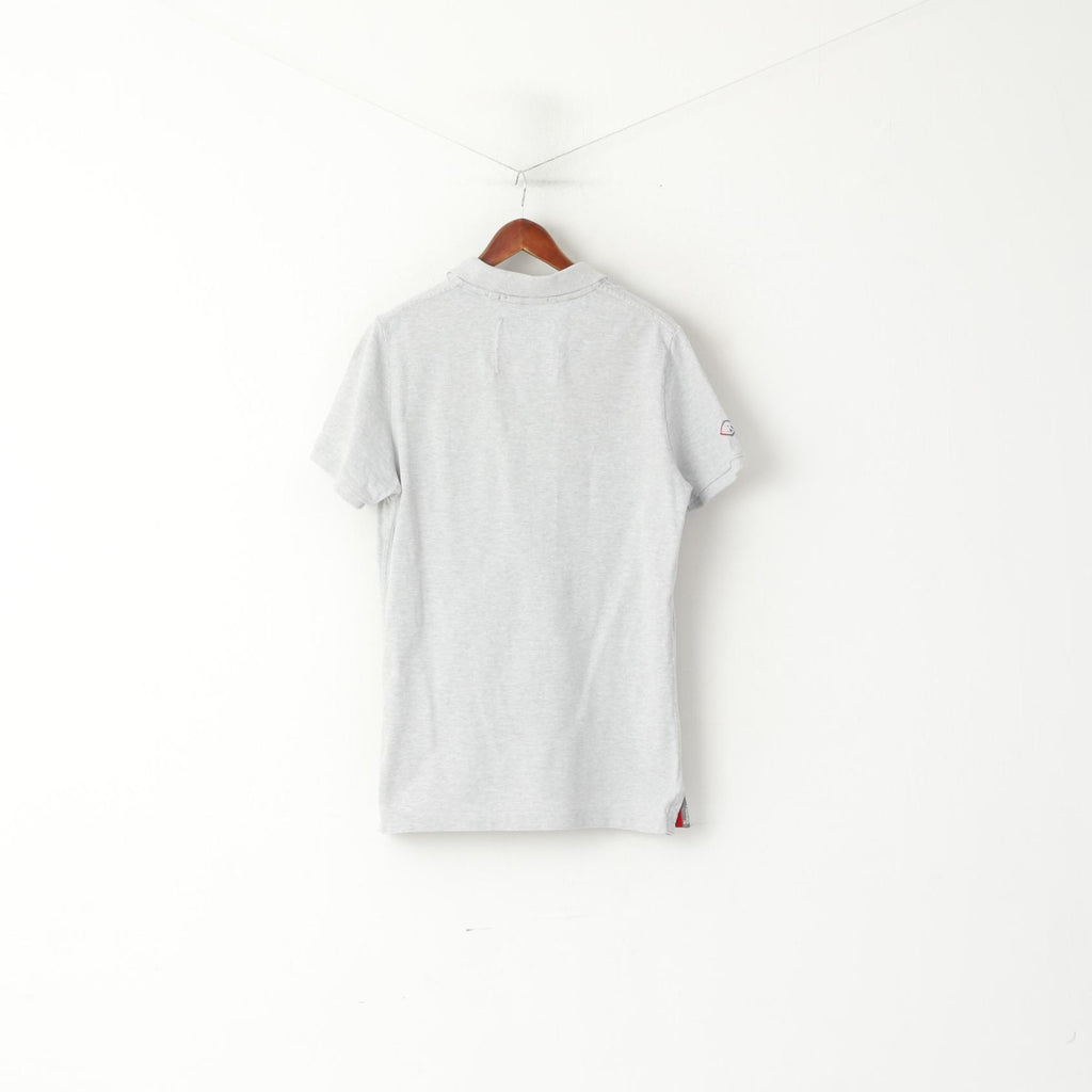 Superdry Homme XL (L) Polo Gris Coton Classique Japon Boutons Détaillés Haut