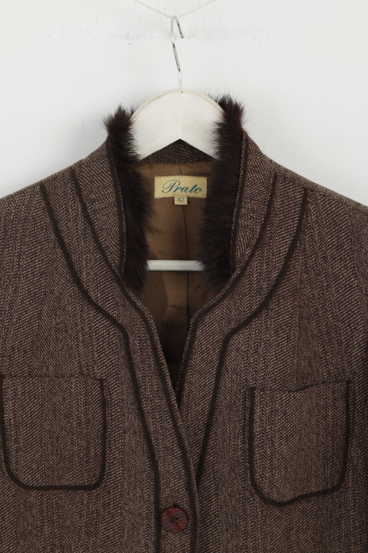 Prato Donna 42 Blazer Giacca con spalline classiche morbide in viscosa marrone