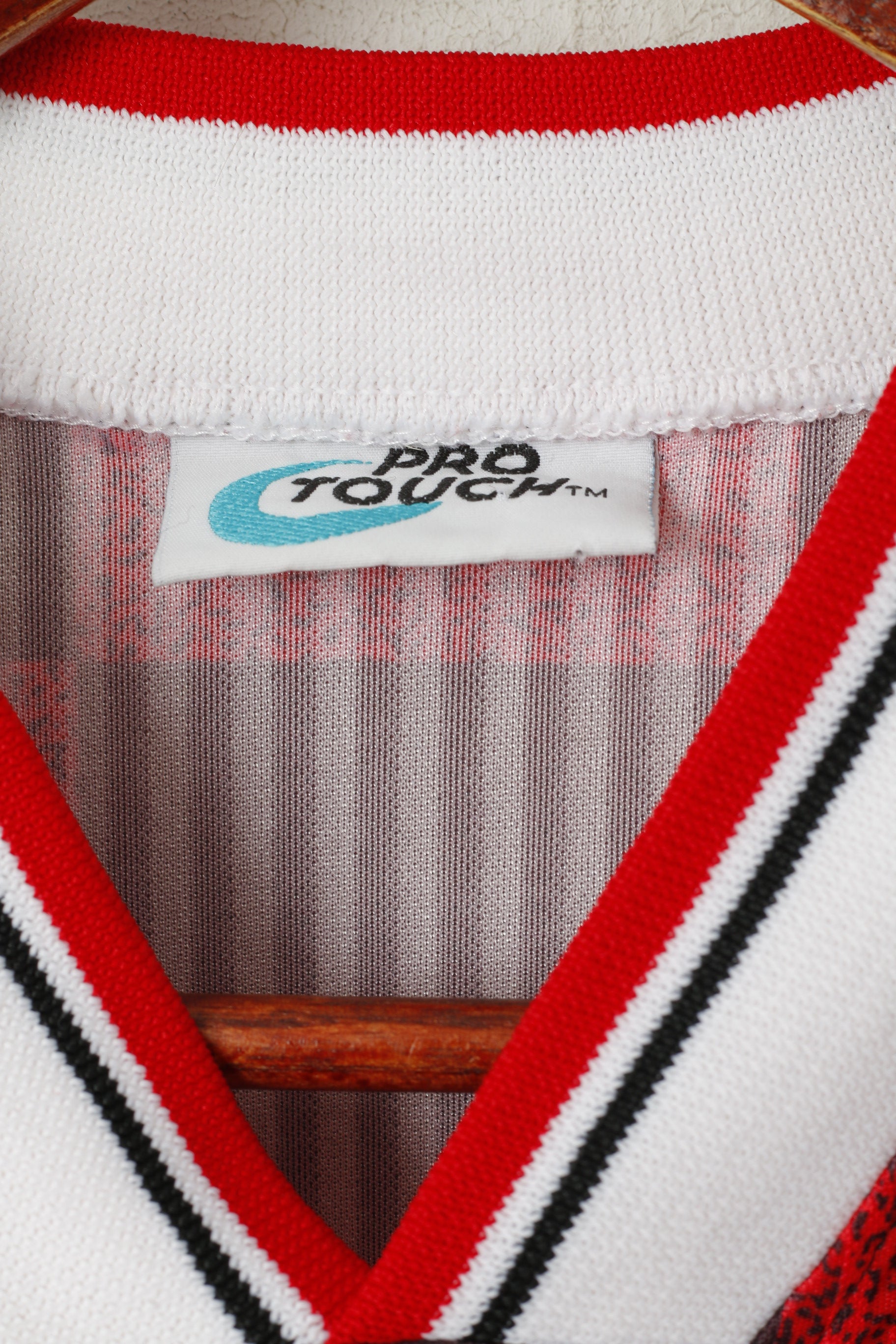 Pro Touch Men XL Shirt Red Black Check Football Vintage Traning Jersey Top