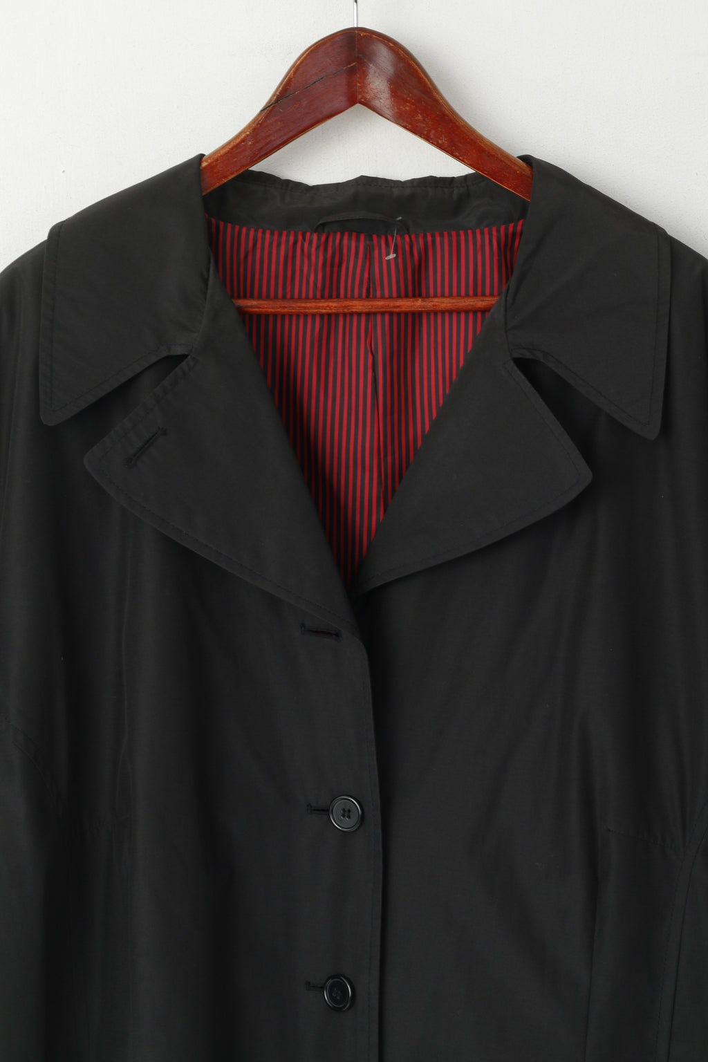 Vintage Women 3XL Coat Black Single Breasted Lightweight Buttoned Classic Top