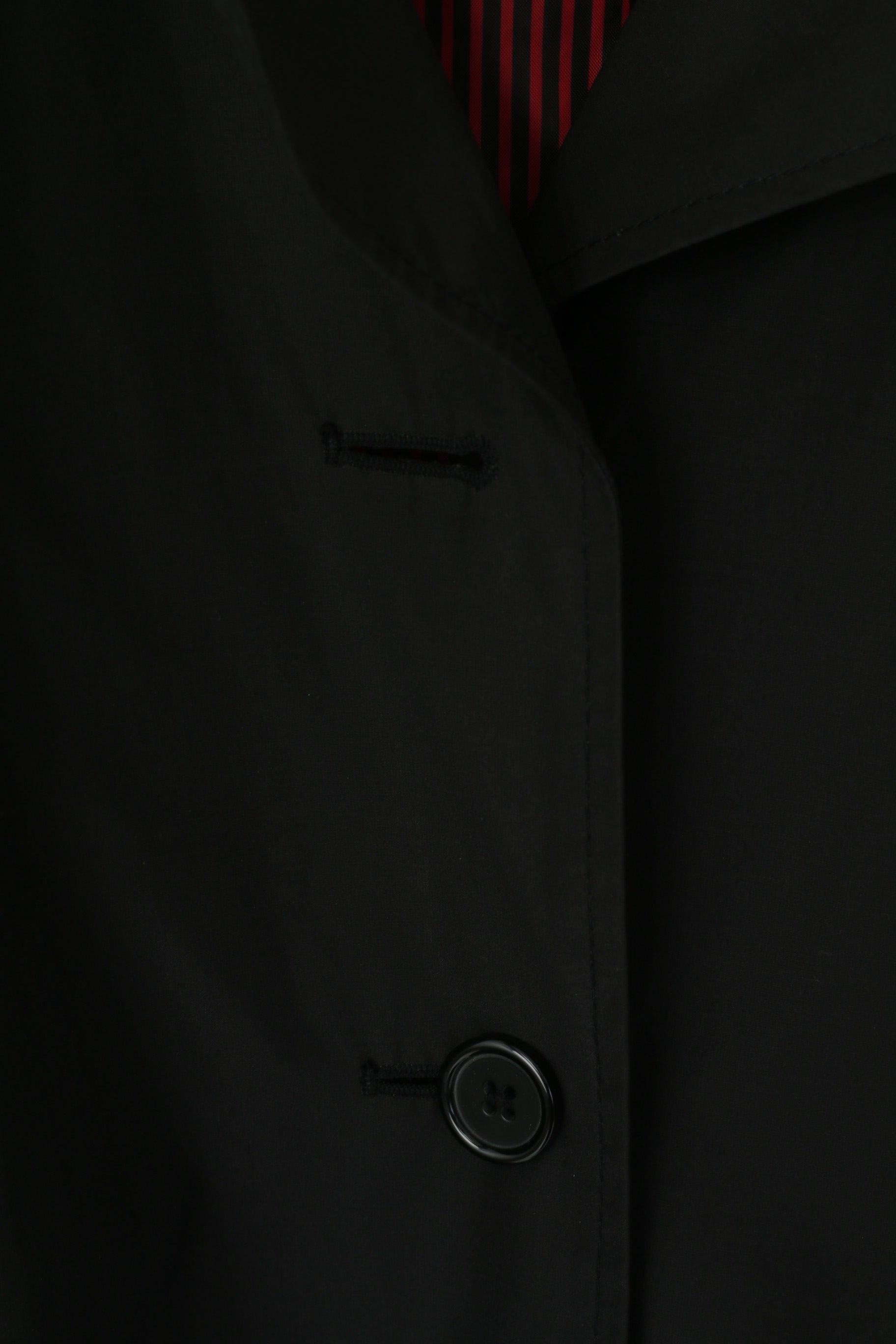 Vintage Women 3XL Coat Black Single Breasted Lightweight Buttoned Classic Top