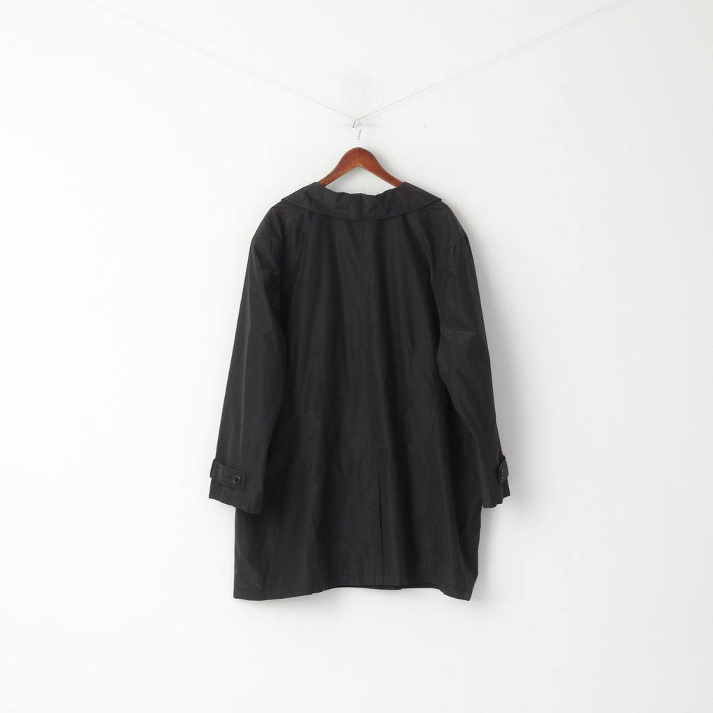 Vintage Women 3XL Coat Black Single Breasted Lightweight Buttoned Classic Top