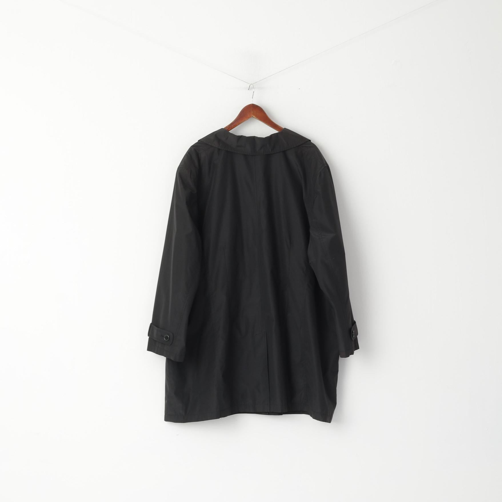 Vintage Women 3XL Coat Black Single Breasted Lightweight Buttoned Classic Top