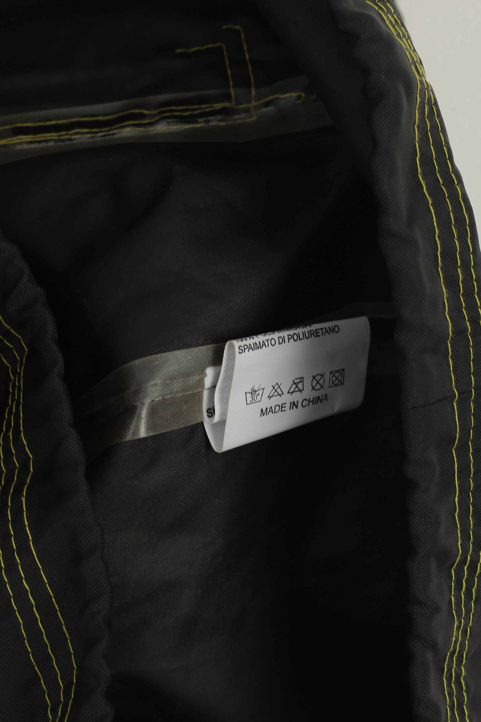 Etirel Men L Long Jacket Black Nylon Waterproof Full Zipper Rainproof Vintage Top