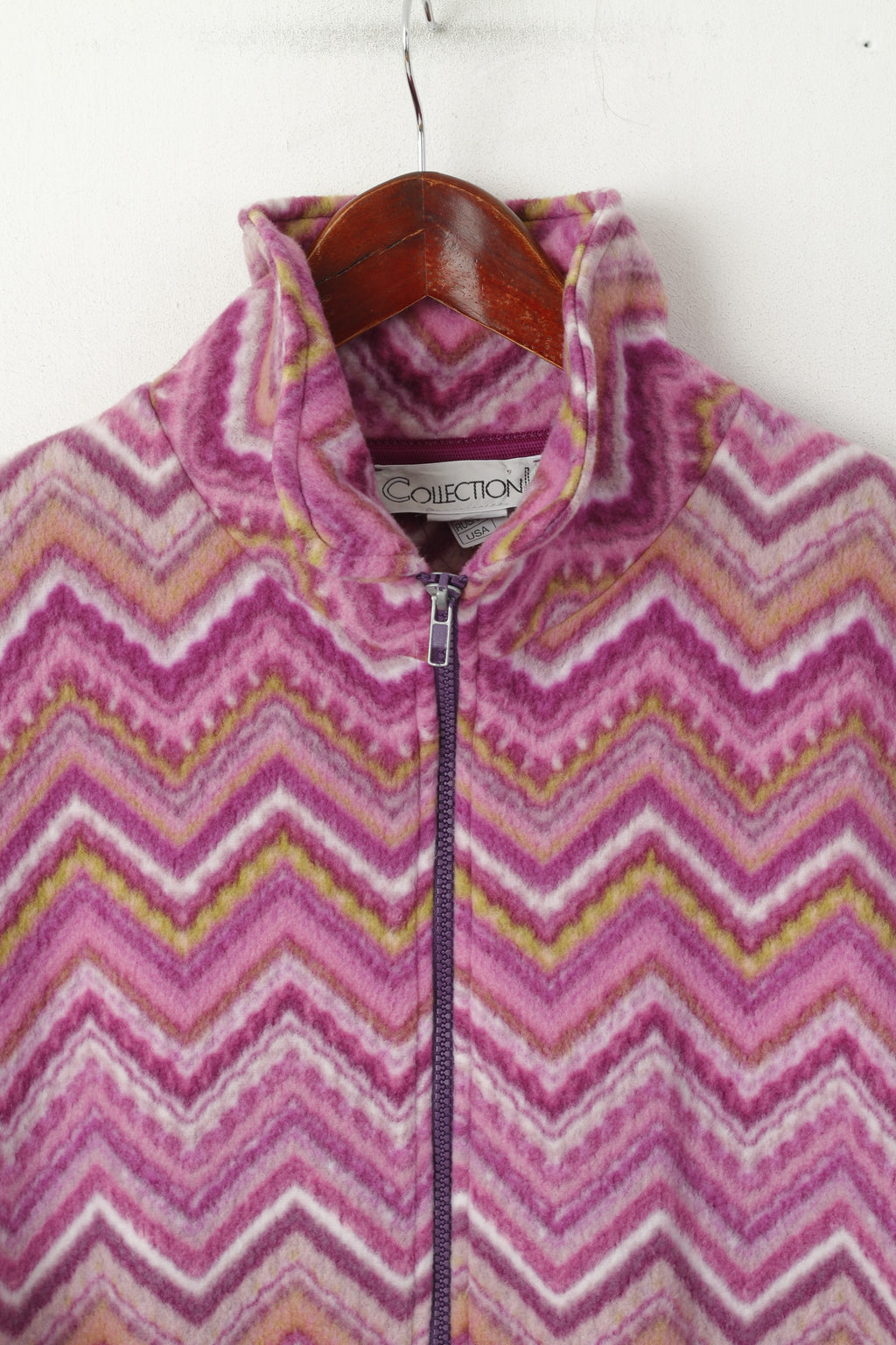 Collection L. Women 16 42 L Fleece Top Pink Full Zipper Soft Casual Sweatshirt
