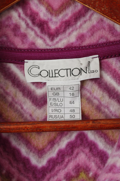 Collection L. Women 16 42 L Fleece Top Pink Full Zipper Soft Casual Sweatshirt