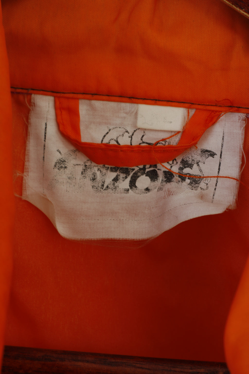 Anzoni Men XL Jacket Orange Vintage Hidden Hood Full Zipper Lightweight Rain Top