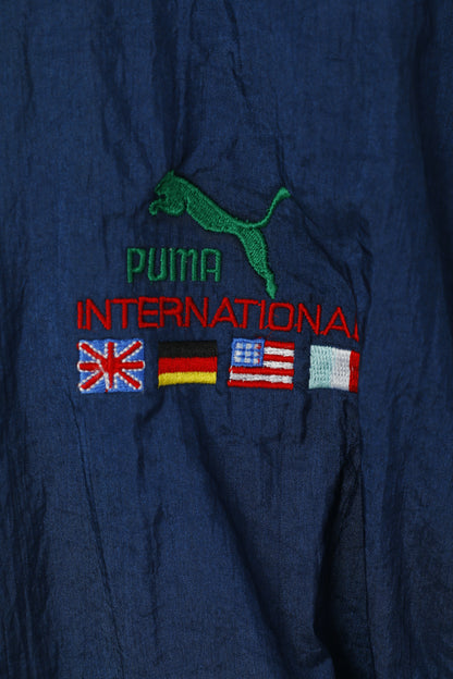 Puma International Men L Track Top Jacket Navy Vintage Nylon Festival Sport Top