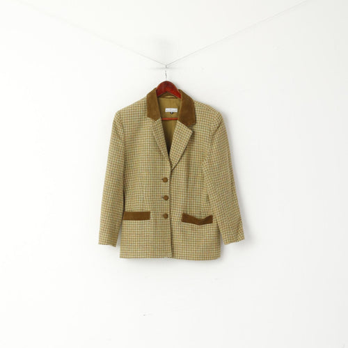 Bernadetta Alvini Femme 38 Blazer Vert Vintage Pied-de-Poule Laine Mohair Veste