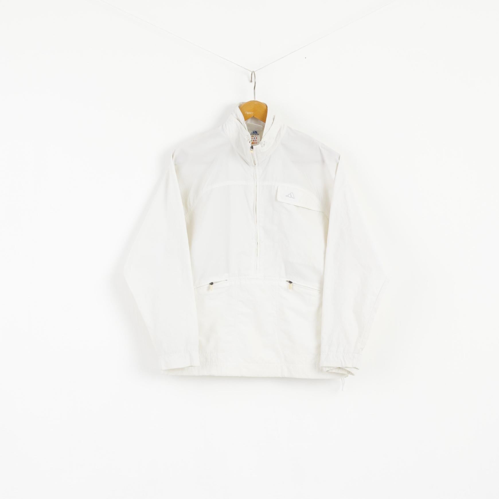 Adidas Femme 10 M Veste pull en nylon blanc vintage Rétro '00 Top