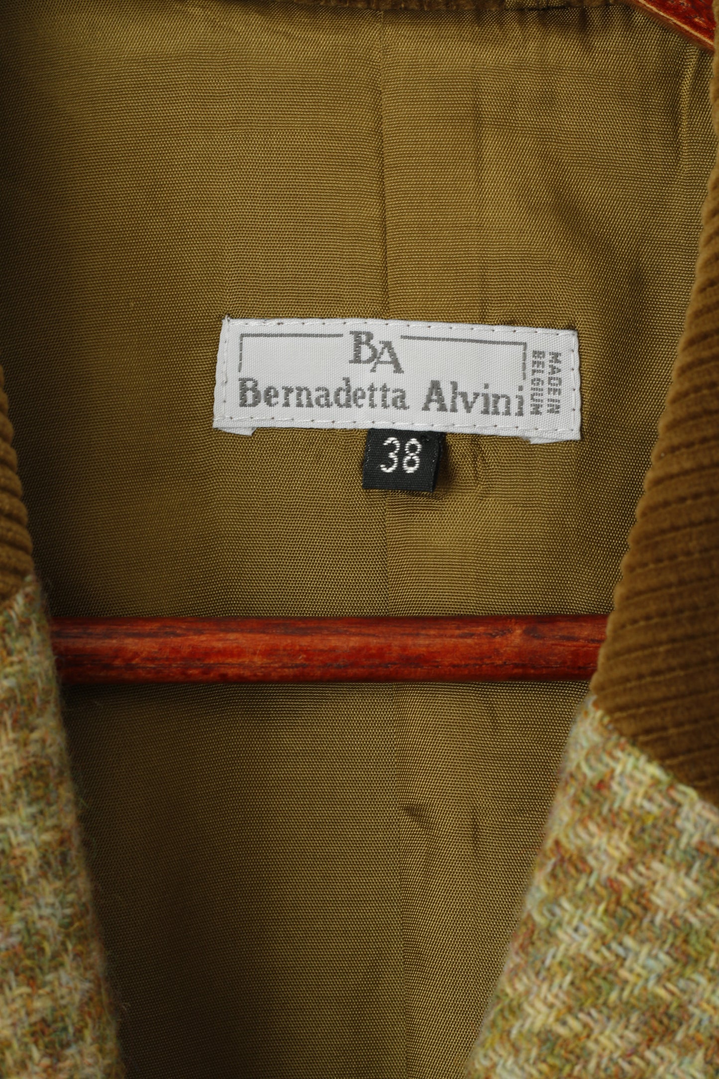 Bernadetta Alvini Women 38 Blazer Green Vintage Houndstooth Wool Mohair Jacket