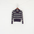 Maglione Lacoste Donna M Maglione grigio viola a righe corto elasticizzato con scollo a V
