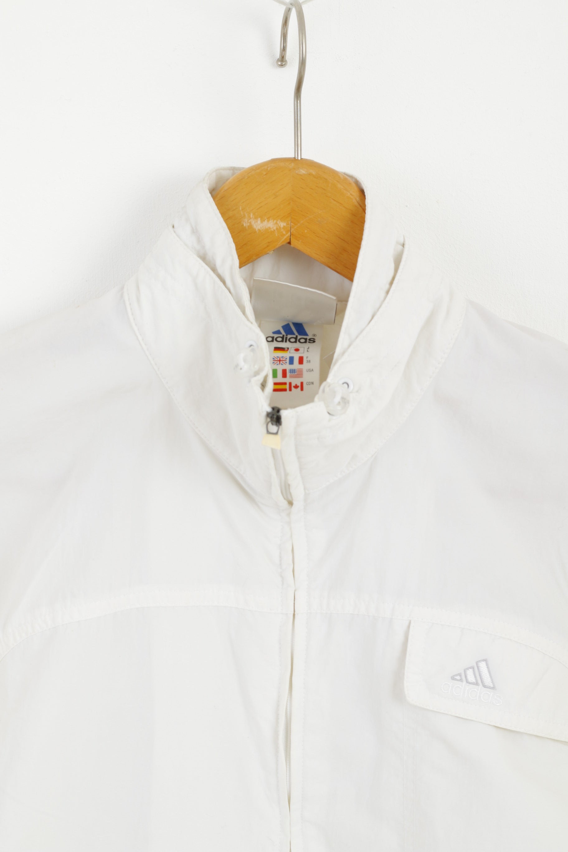 Adidas Femme 10 M Veste pull en nylon blanc vintage Rétro '00 Top