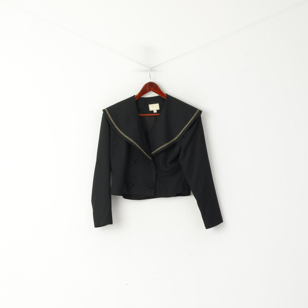 Charlotte Halton Femmes 14 M Blazer Noir Veste À Double Boutonnage À Col Court