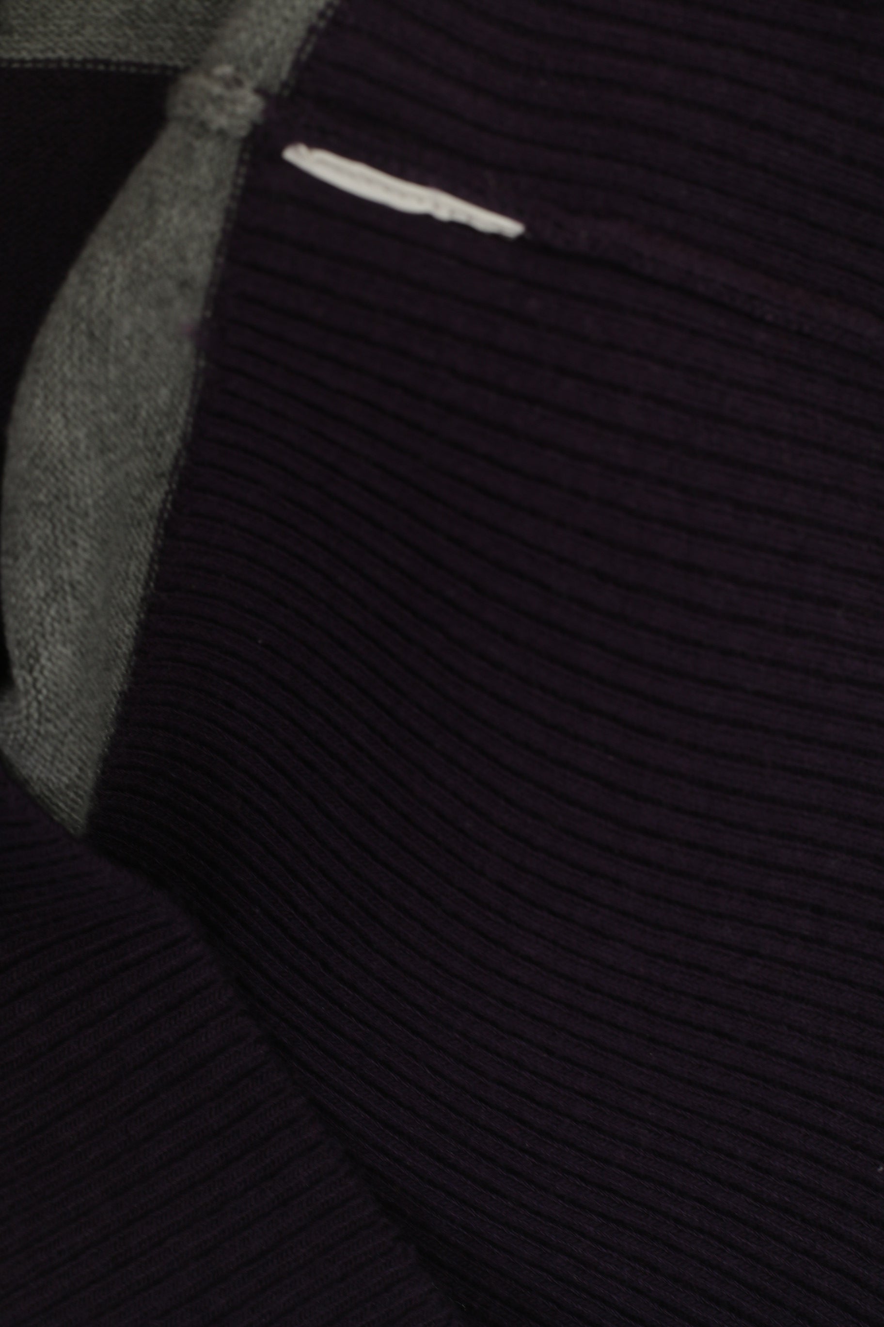 Lacoste Women M Jumper Grey Purple Striped Cropped Stretch V Neck Sweater