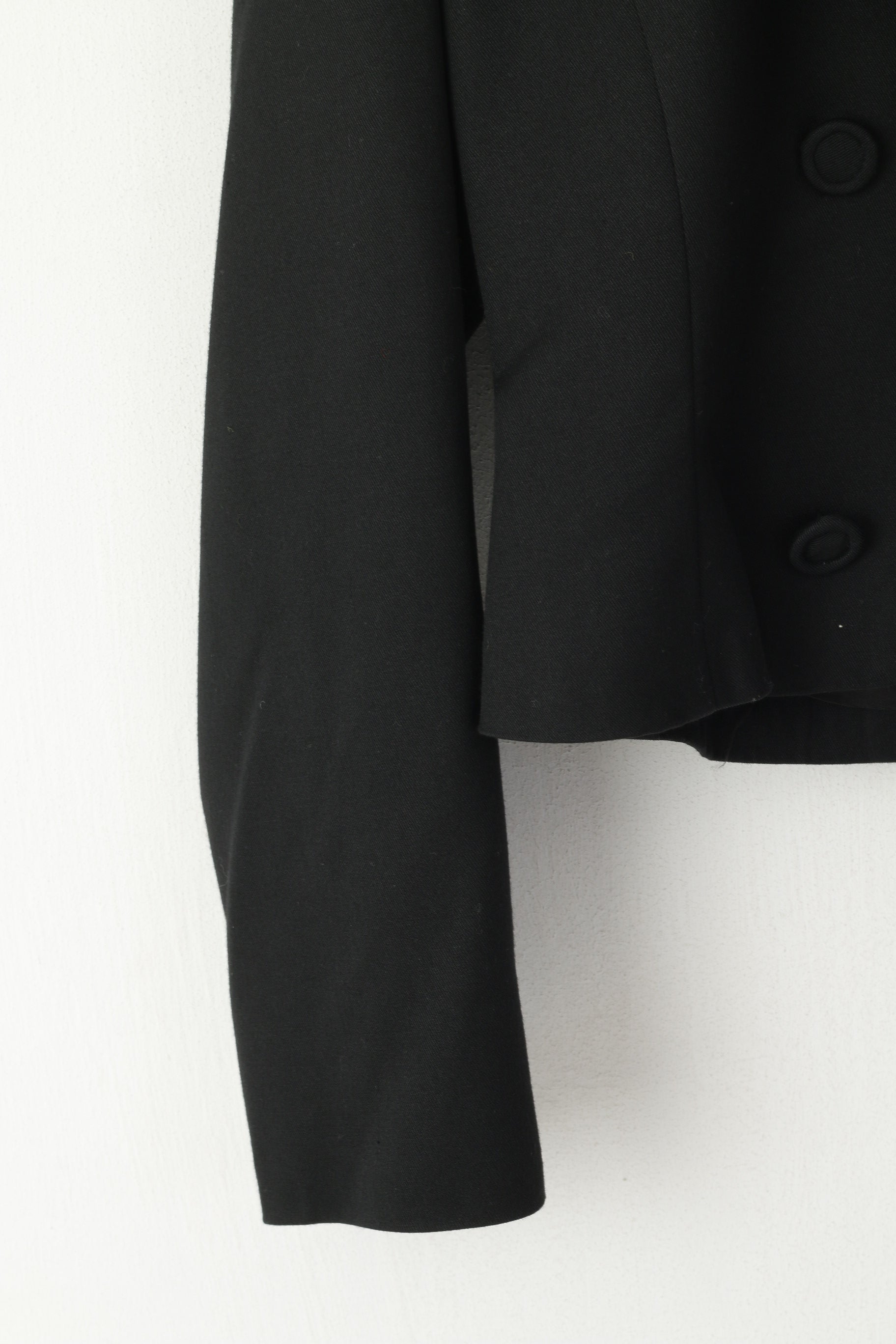 Charlotte Halton Femmes 14 M Blazer Noir Veste À Double Boutonnage À Col Court