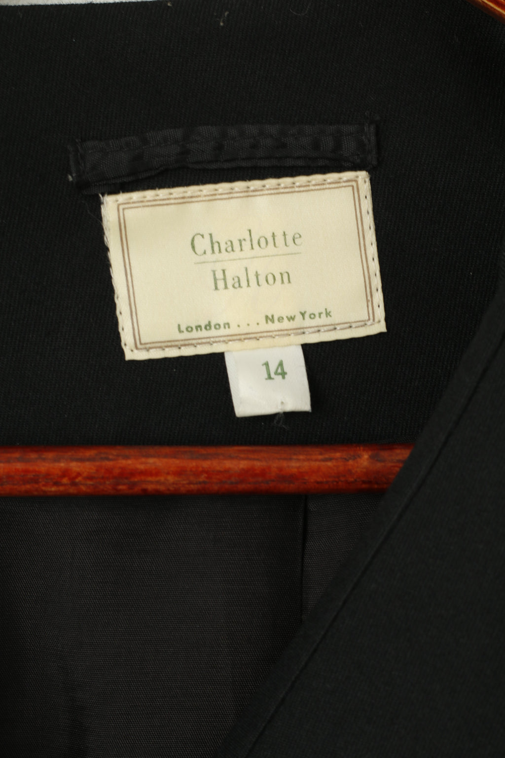 Charlotte Halton Femmes 14 M Blazer Noir Veste À Double Boutonnage À Col Court