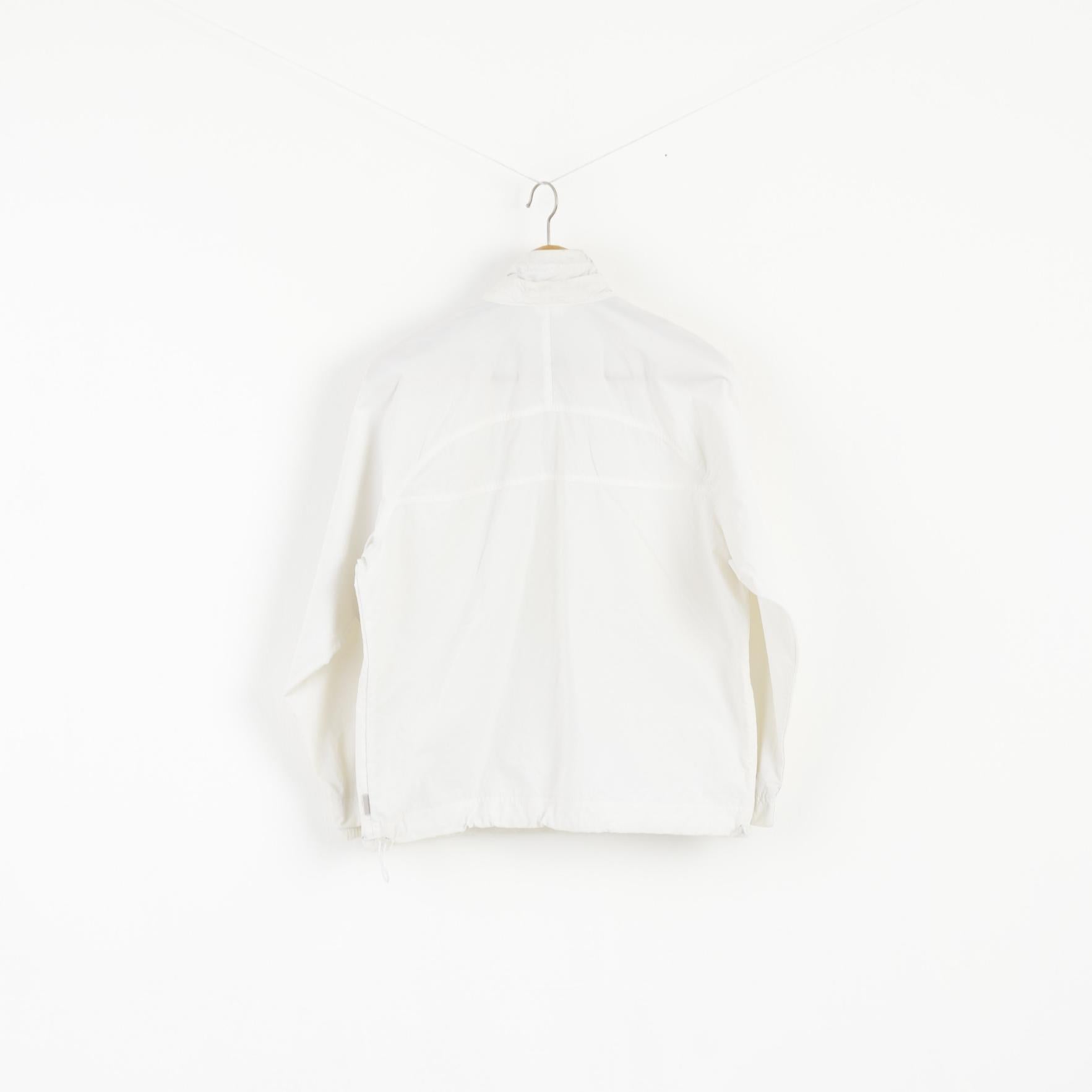 Adidas Women 10 M Pullover Jacket White Nylon Vintage Retro '00 Top