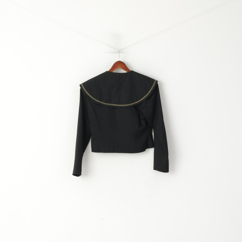 Charlotte Halton Femmes 14 M Blazer Noir Veste À Double Boutonnage À Col Court