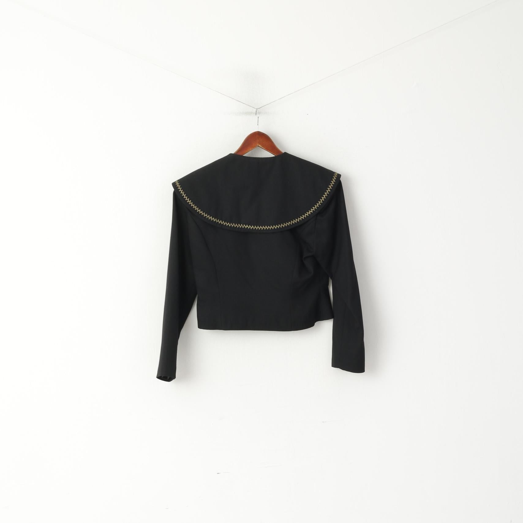 Charlotte Halton Femmes 14 M Blazer Noir Veste À Double Boutonnage À Col Court