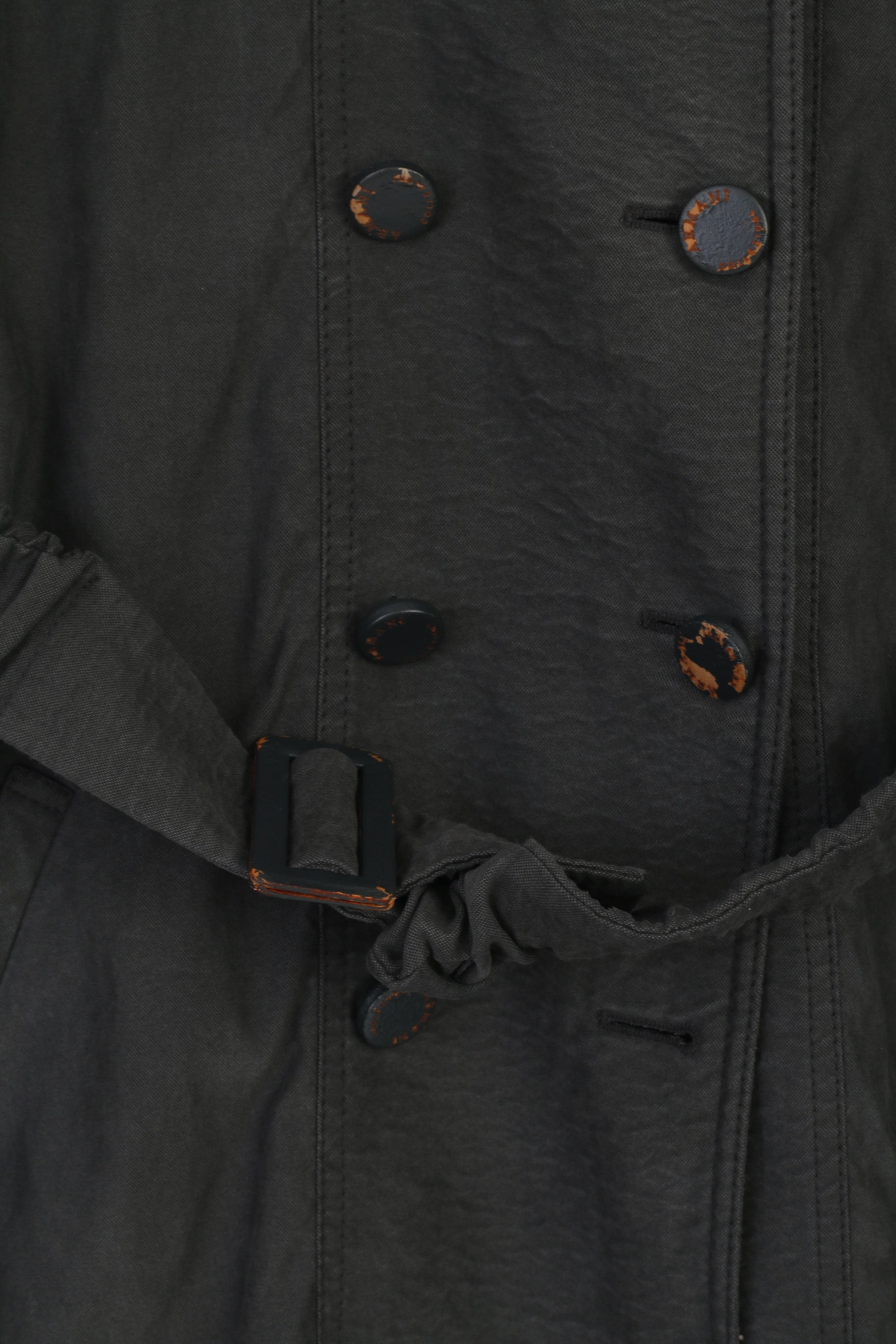 Armani Collezioni Femmes 40 M Manteau Gris Vintage Rembourré Ceinturé Classique Trench