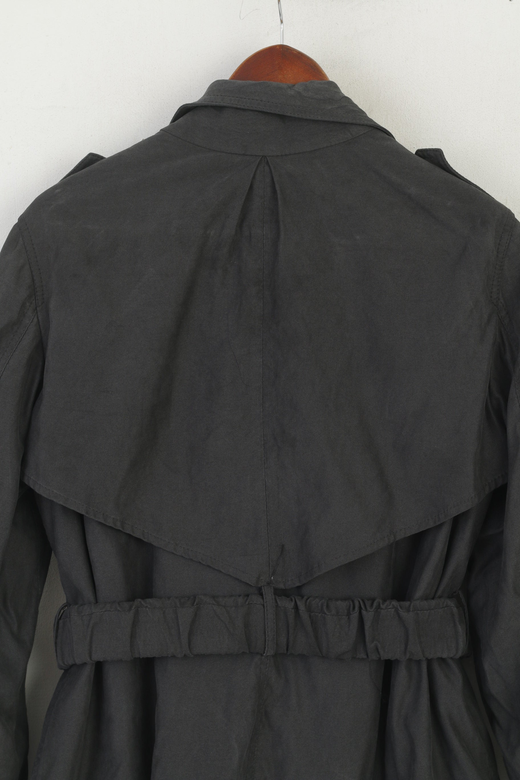 Armani Collezioni Femmes 40 M Manteau Gris Vintage Rembourré Ceinturé Classique Trench