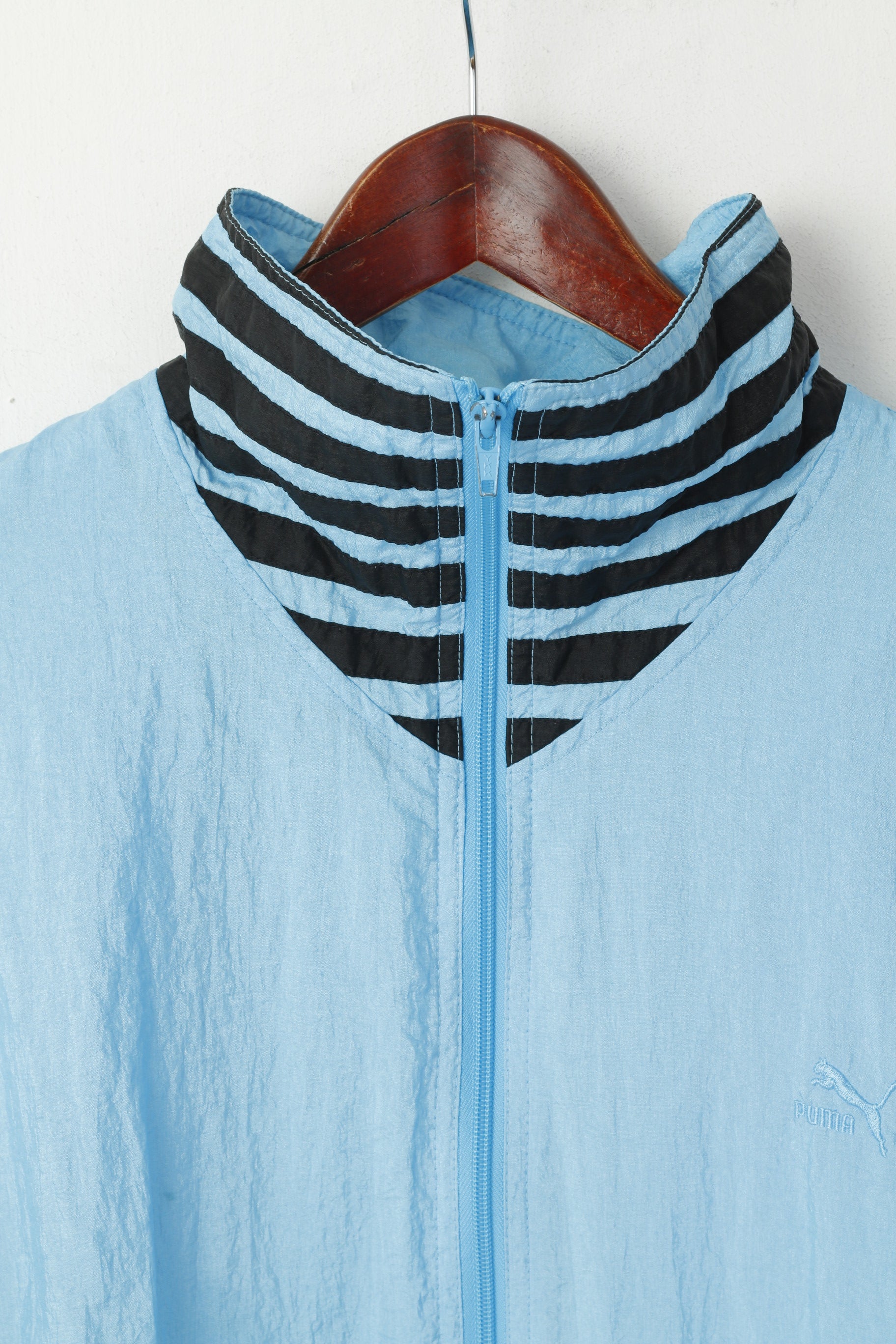 Puma Men 3 S Track Jacket Vintage 90s Blue Nylon Waterproof Festival Retro Top