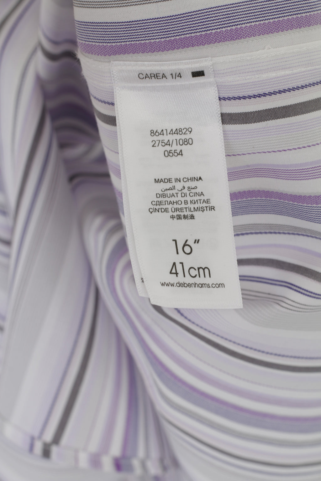 Jeff Banks Men 16 41 M Formal Shirt Purple Striped Cotton Tailored Fit Buttons Down Top