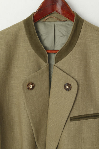 Walbusch Men 25 40 Blazer Green Linen Blend Tyrol Trachten Single Breasted Jacket