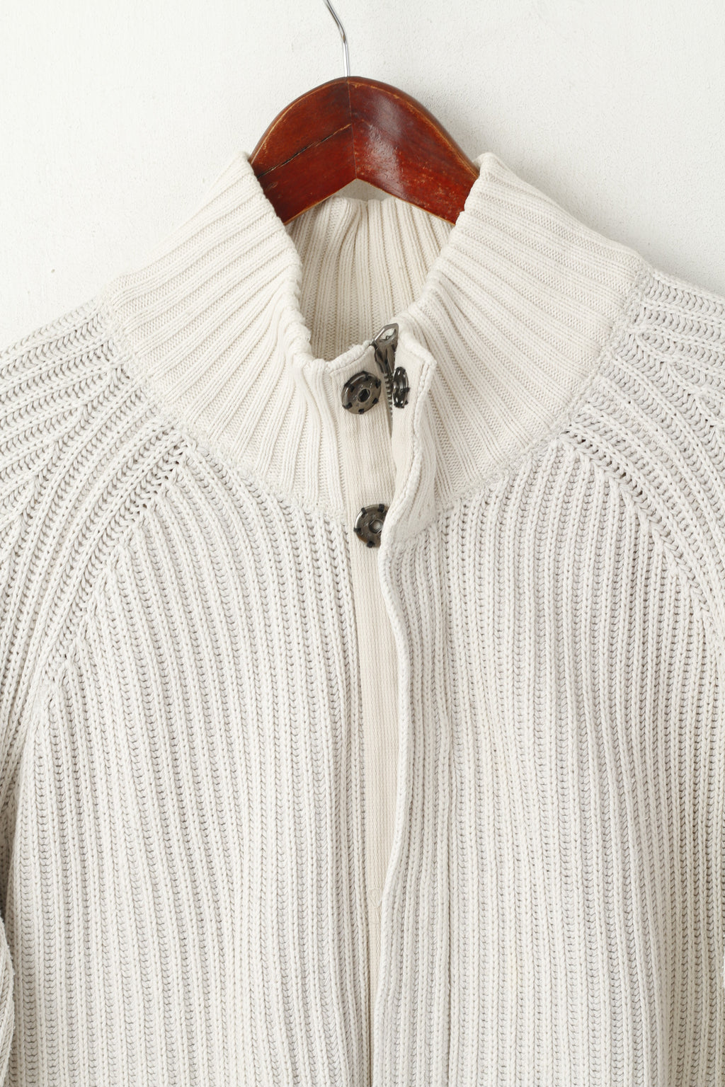 Polo Jeans Company Men XXL Sweater Beige Cotton Stretch Full Zipper Classic Top