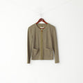 Liz Claiborne Women XS Jumper Green Zigzag Zip Up Pocket Classic Sweater
