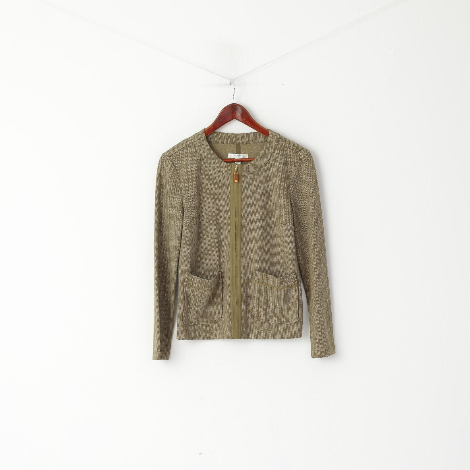 Liz Claiborne Femme XS Pull Vert Zigzag Poche Zippée Pull Classique