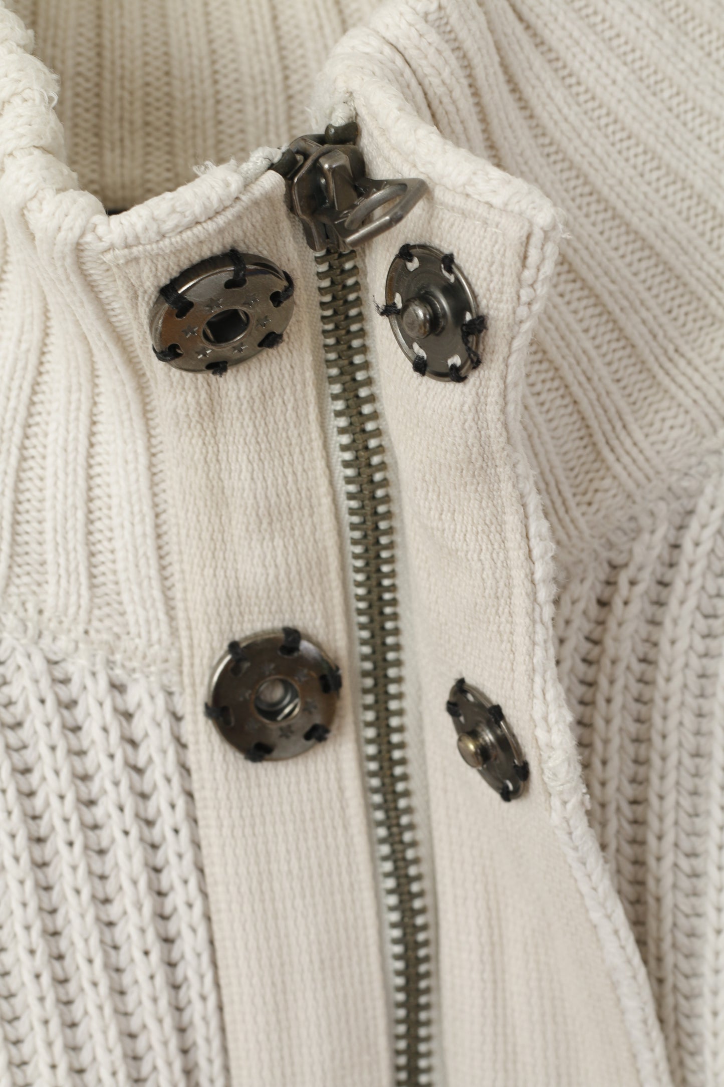 Polo Jeans Company Men XXL Sweater Beige Cotton Stretch Full Zipper Classic Top