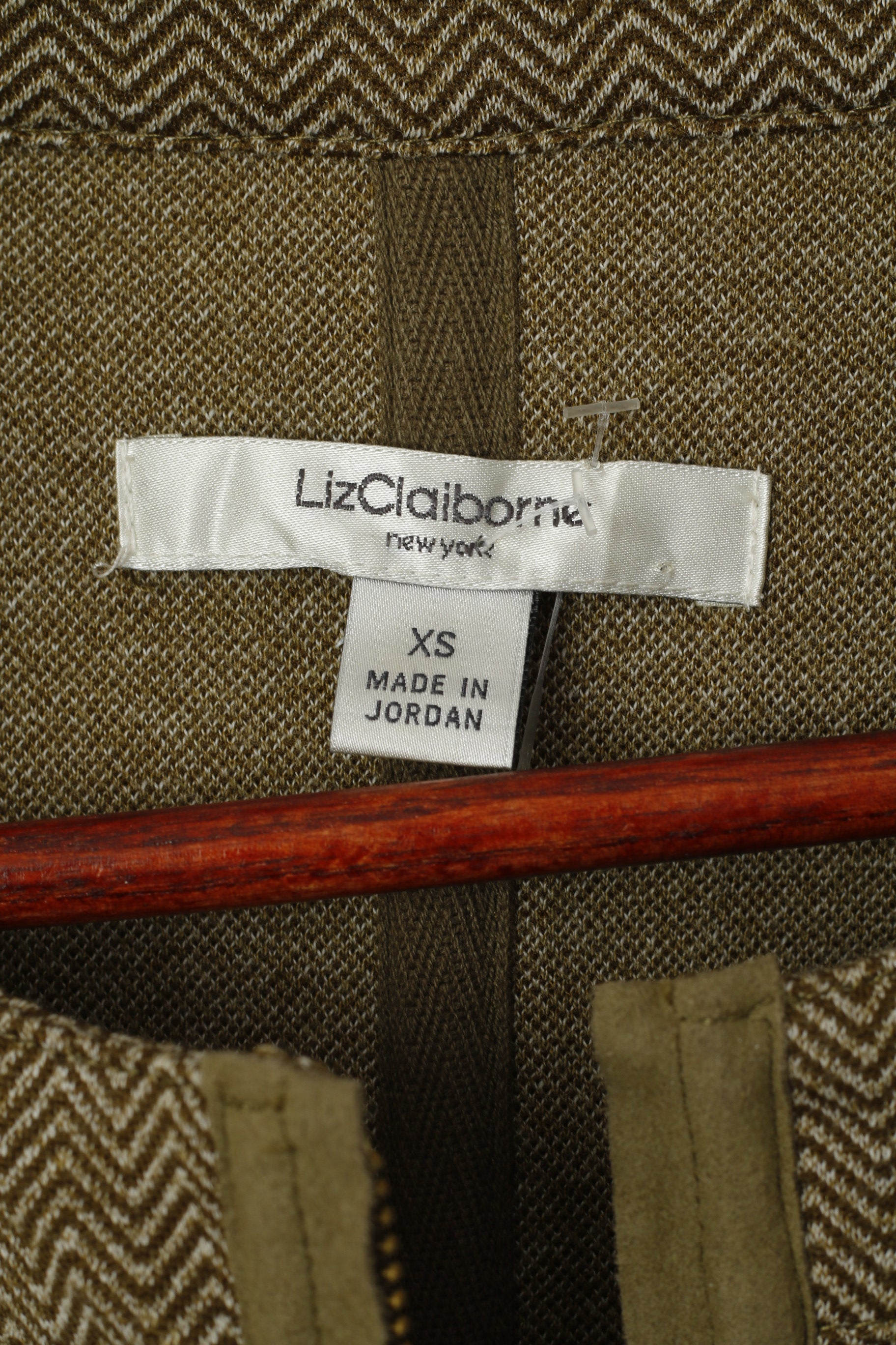 Liz Claiborne Femme XS Pull Vert Zigzag Poche Zippée Pull Classique