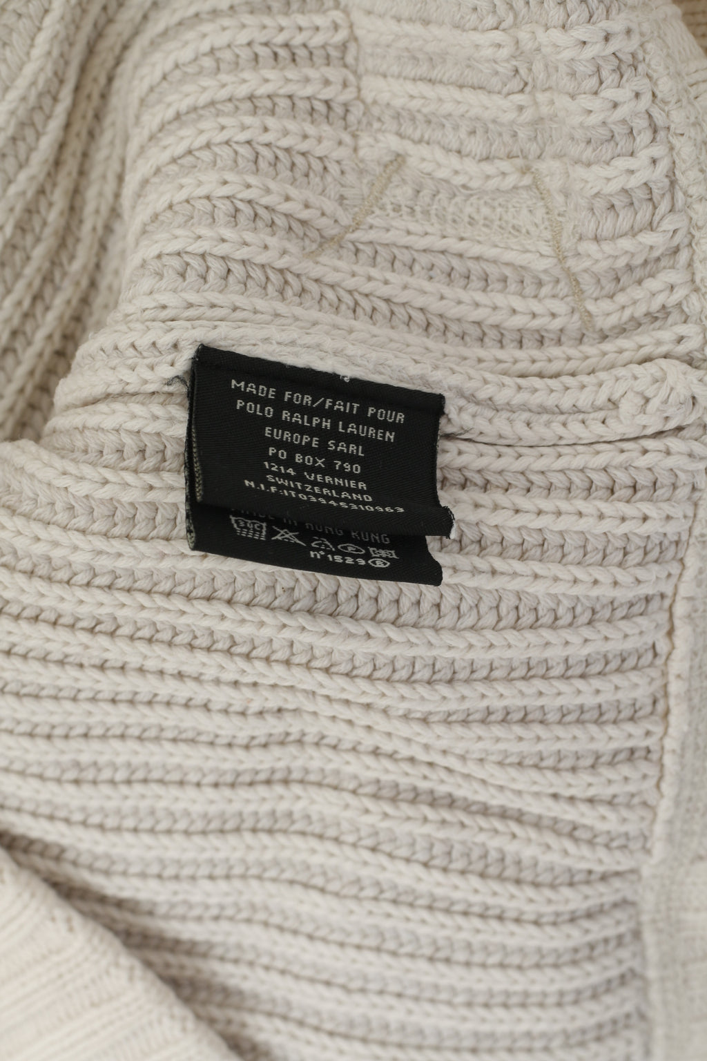 Polo Jeans Company Men XXL Sweater Beige Cotton Stretch Full Zipper Classic Top