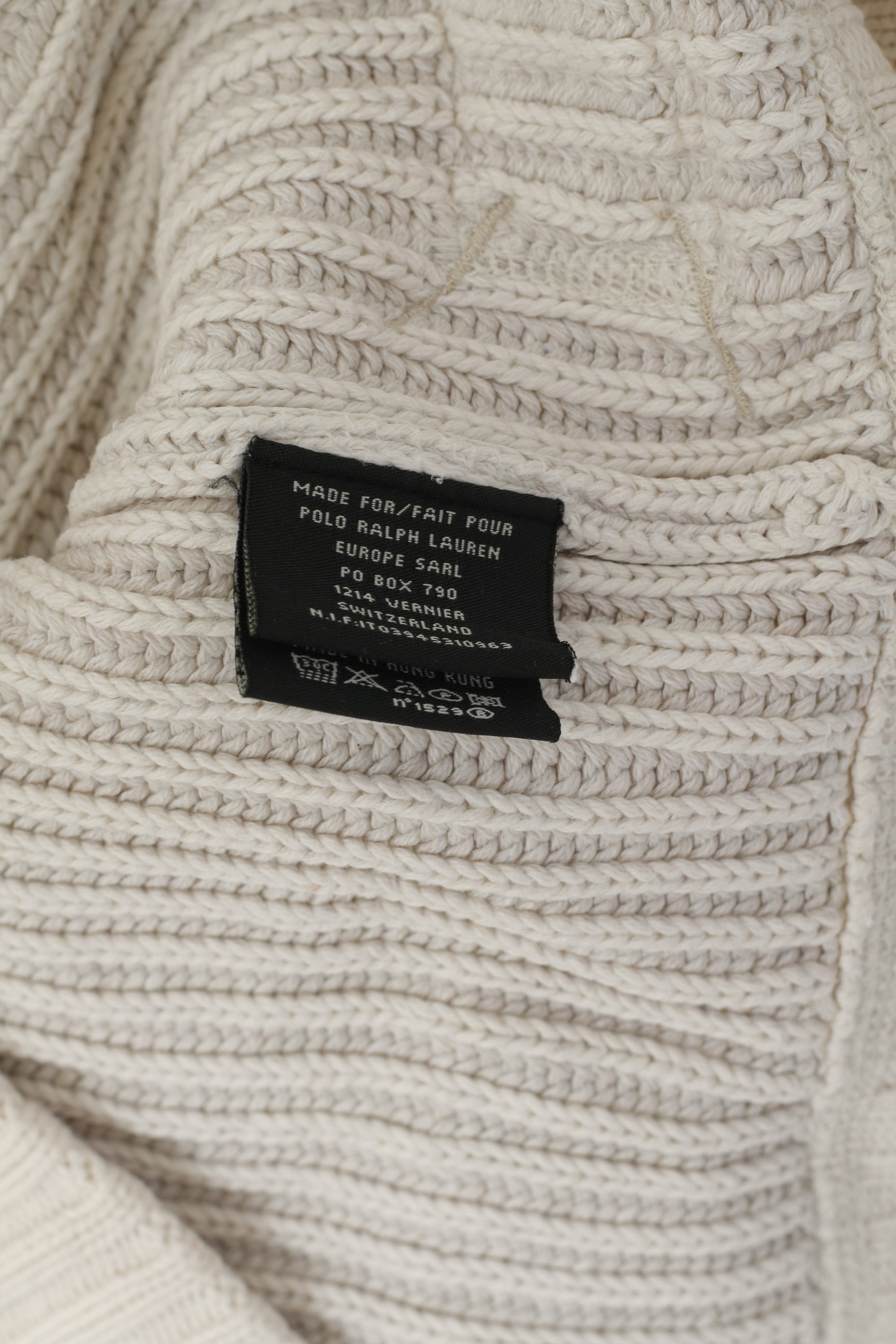 Polo Jeans Company Men XXL Sweater Beige Cotton Stretch Full Zipper Classic Top