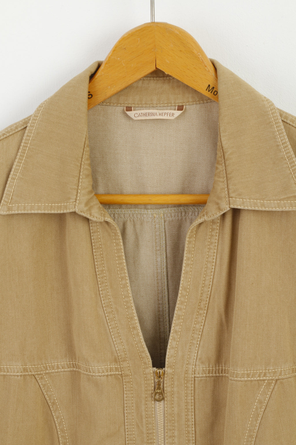 CATHERINA HEPFER Womens 18 44 Jacket Beige Zip Up Classic Cotton Blazer