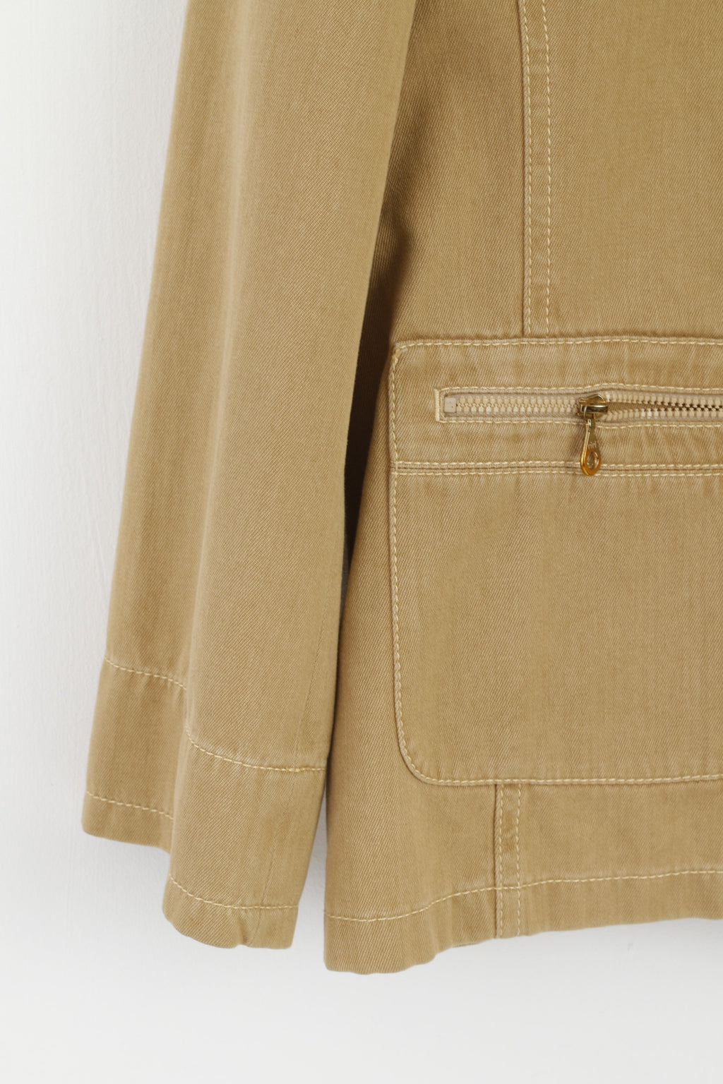 CATHERINA HEPFER Womens 18 44 Jacket Beige Zip Up Classic Cotton Blazer